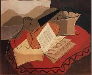 Juan Gris The Fiddle in front of window oil